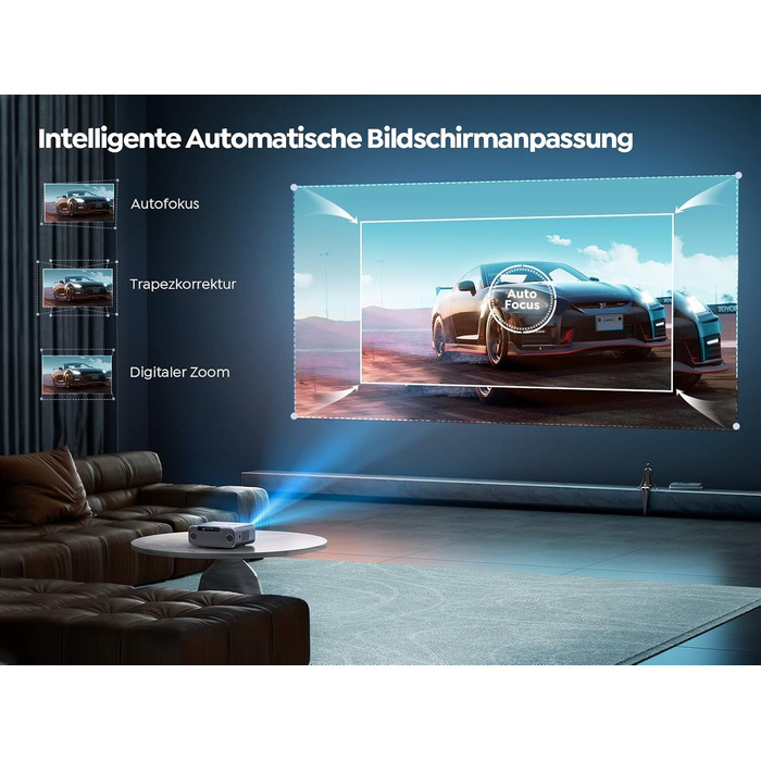 YABER LED проєктор 4K: 1080P Full HD, WiFi6, Bluetooth, автофокус, корекція трапеції. Підтримка PS5, смартфонів, ТВ приставок для домашнього кінотеатру та відпочинку на природі