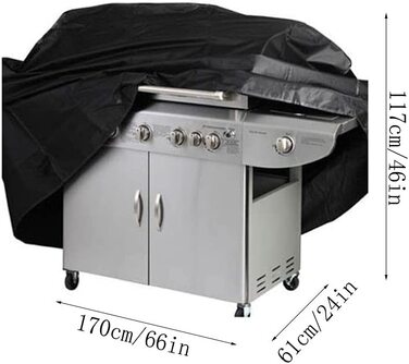 Водонепроникний чохол для гриля UCARE XL 170×61×117 см, для газового та вугільного гриля, чорний, для Weber, Brinkmann, Char Broil, 210D, для вулиці