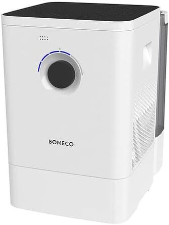 Зволожувач повітря BONECO W400 знімний бак 12 л, для кімнат до 60 м², дуже тихий 25 дБ, режими SLEEP і BABY, керування через додаток, мийка повітря, білий