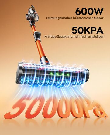 Акумуляторний пилосос Fieety 600W 50kPa, бездротовий з настінним зарядним пристроєм, для твердих підлог, килимів, шерсті тварин та авто