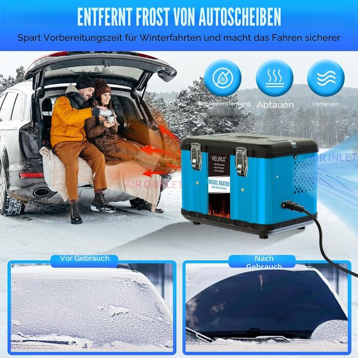Автономний дизельний обігрівач VELPAX All in One 8кВт, 12V/24V/220V з LCD-дисплеєм, пультом та керуванням через APP для кемпера, автобудинку та причепа