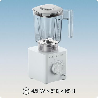 Блендер стаціонарний Chefman Obliterator 1.2л, 1380 Вт, для смузі, льоду, горіхів, з нержавіючою сталлю, Автоматичний режим, з контейнером 600 мл для подорожей, сірий бетоновий