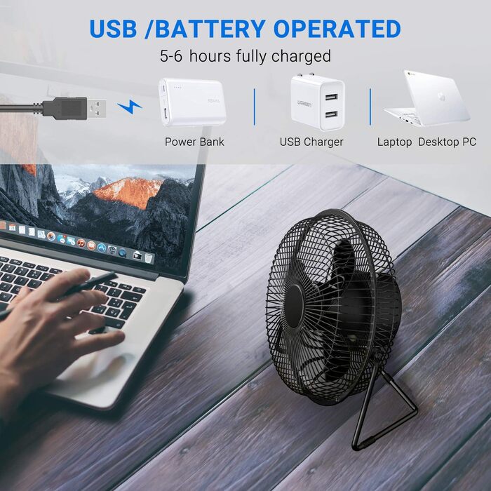 Портативний міні-вентилятор Funme на акумуляторі 3000mAh для жінок, чорний матовий - подарунковий набір