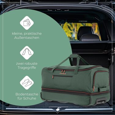 Дорожня сумка на колесах Travelite Basics Duffle L, 98-119 л, 70 см, Зелено-помаранчева