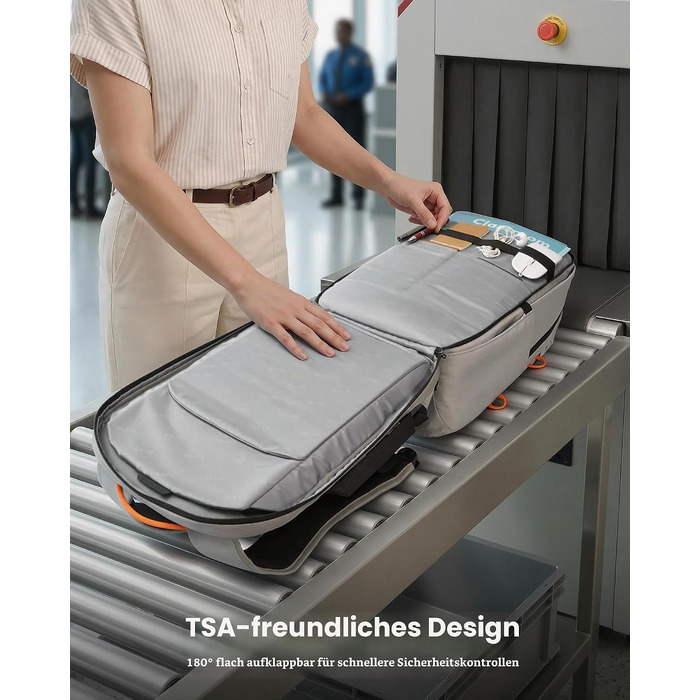 Рюкзак для ноутбука Tolaccea 30L, 15.6 дюймів, діловий дорожній рюкзак для ручної поклажі, світло-сірий