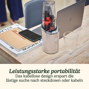 Портативний блендер Cuisinart 450 мл, акумуляторний, USB, для смузі, льоду, фрапе, молочних коктейлів, BPA-free Tritan, з кришкою та стаціонарною підставкою
