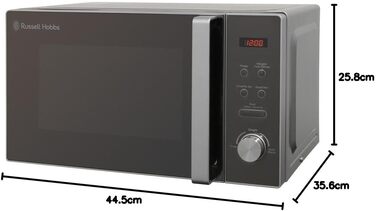 Компактна мікрохвильова піч Russell Hobbs RHM2076S, 800 Вт, 20 л, срібляста
