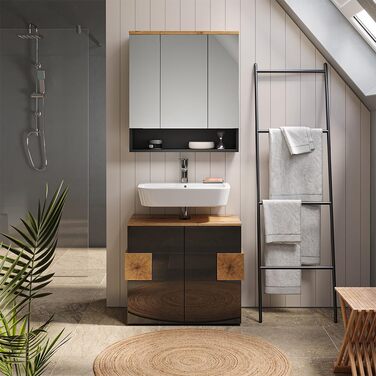 Тумба під раковину Vicco Eden, антрацит/дуб Артизан, 73x64 см, сучасна