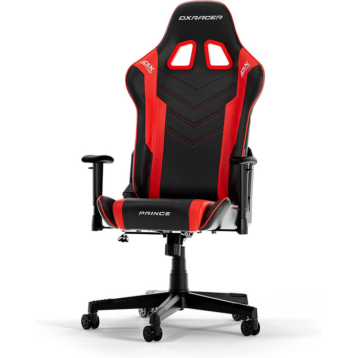 Ігрове крісло DXRacer PRINCE L, чорний та червоний, оригінальна модель, PVC шкіра