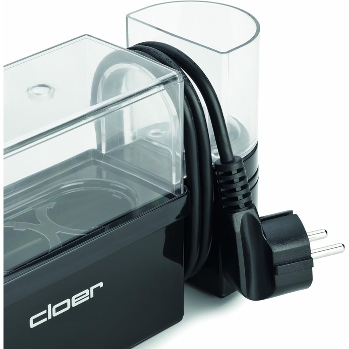 Електрична яйцеварка Cloer 6020 на 3 яйця, знімний лоток, 300 Вт, пластик, чорна