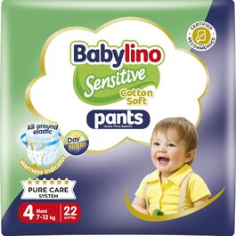 Дитячі підгузки-трусики Babylino Sensitive Cotton Soft, розмір 6 XL (13-18 кг), 108 шт