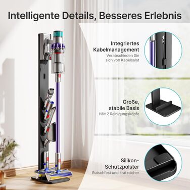 Підставка для акумуляторного пилососа Dyson з 4 гаками та 4 полицями, сумісна з Dyson Gen5, V15, V12, V11, V10, V8, V7, V6 – без свердління, для зберігання пилососа та аксесуарів