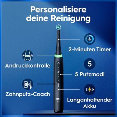 Електрична зубна щітка Oral-B iO Series 5, Matt Black (чорна матова), 1 щітка + 3 смінні насадки та футляр