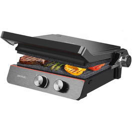 Електричний гриль Cecotec Rock'nGrill Blaze Neon – 2200 Вт, регулювання до 180°, знімні пластини, велика поверхня 29x23 см