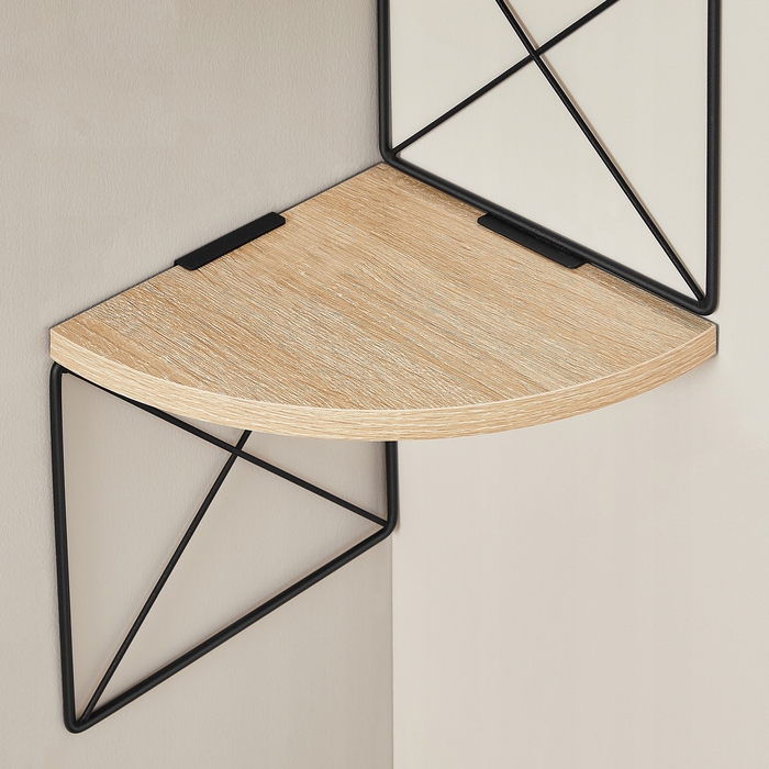 Стелаж MUFART 20 см x 127,5 см x 20 см, чорний, дуб сонома