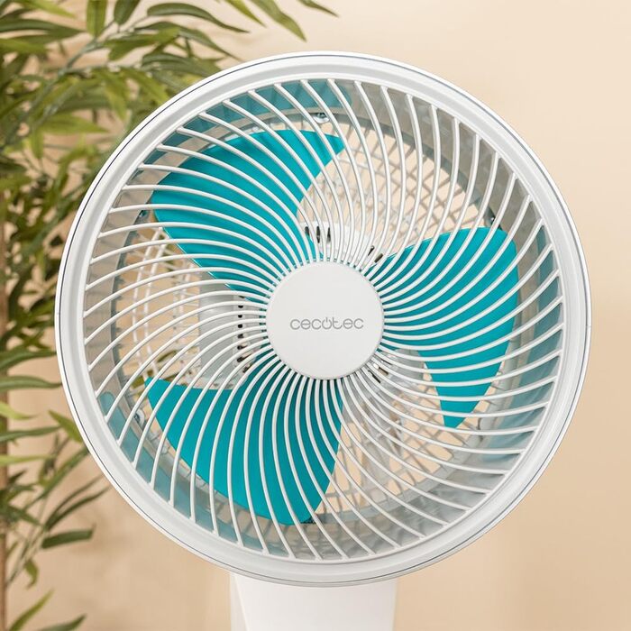 Вентилятор підлоговий Cecotec EnergySilence 900 Cyclone 35 Вт, 9 дюймів, 3 швидкості, Автоматичне обертання, Регульований нахил, Пульт + Сенсорне керування, Білий