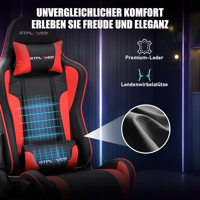 Ігровий симулятор GTPLAYER Cockpit для керма з 3D-стереодинаміками, тримачем для монітора, педалей та важеля КПП, регульований (Червоний)