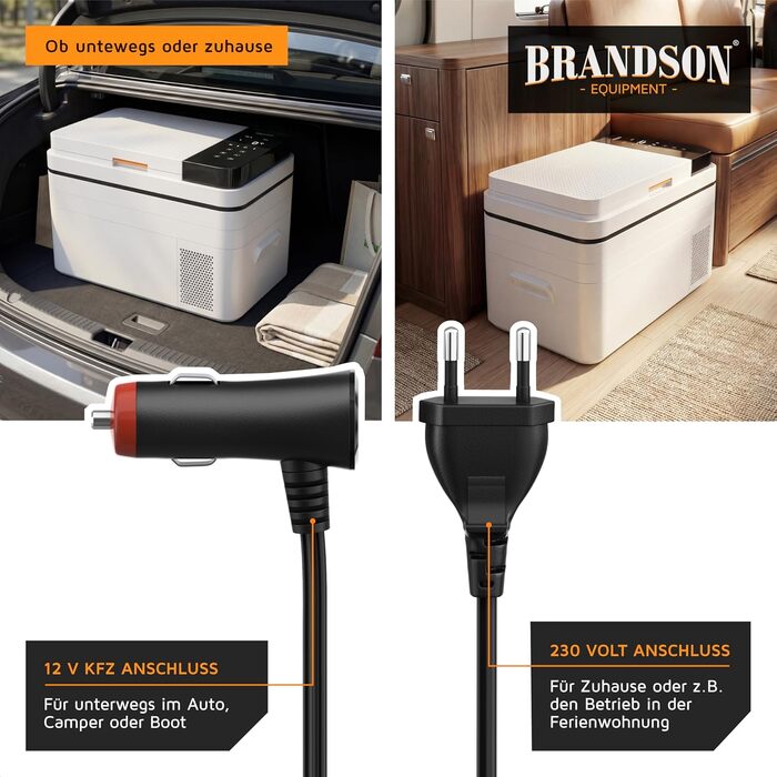 Автомобільний холодильник Brandson 30л з Bluetooth та Wi-Fi (Tuya Smart) - Електричний компресорний автохолодильник з функцією морозильника (-20°C), 12/24В та 230В, Еко-режим, для авто, кемпінгу, вантажівок - Білий