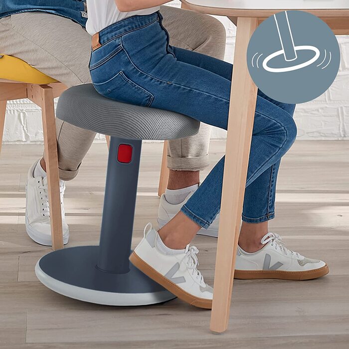 Ергономічний стілець Leitz Active Ergo Cosy, регульований по висоті 46-79 см, сірий, офісний стілець-стілець для сидіння і стояння, 65180089