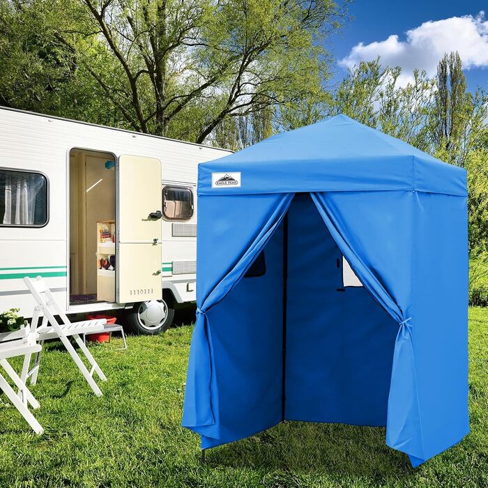 Розкладана переодягальня Eagle Peak Flex Ultra Compact - 1.2 x 1.2 м (5x5 ft), для басейну, фотосесій, кемпінгу, біла/світло-блакитна