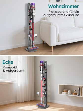 Металевий стійка-тримач для пилососа JUPELI, сумісний з Dyson V16, Gen5, V15, V12, V11, V10, V8, V7, V6, підставка для пилососа та аксесуарів, без свердління, темно-сірий