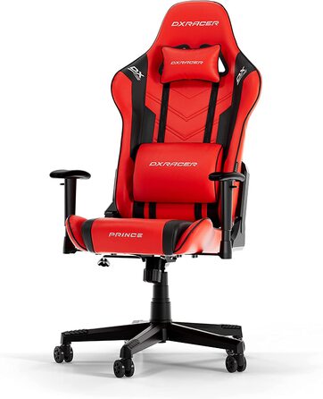 Ігрове крісло DXRacer PRINCE L червоно-чорне, оригінал, PVC шкіра