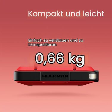 Бустерний пускач HULKMAN Alpha Ultra Red 1000A 37Wh для авто 12В, портативний jump starter для бензинових (до 6.5L) та дизельних (до 3.0L) двигунів, IP65, LED-дисплей
