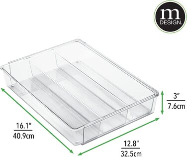 Органайзер для столових приборів mDesign, висувний, 4 секції, для кухонних шухляд, кремовий