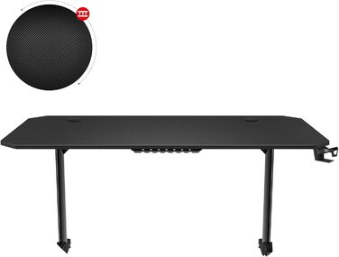 Ігровий стіл Huzaro Hero 4.7 XXL 160x75 см, карбон, з органайзером для кабелів та килимком для миші, чорний, для геймерів, комп'ютерний, офісний