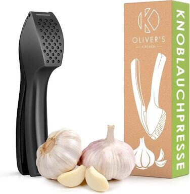Преміум-прес для часнику Oliver's Kitchen® - зручний та легко миється - подрібнює часник та імбир без лушпиння - міцний, матовий чорний