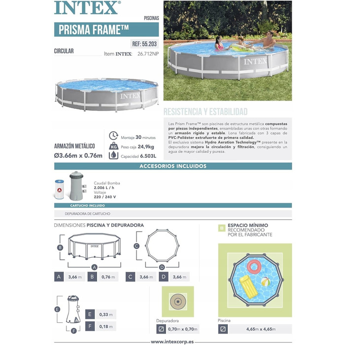 Каркасний басейн Intex Prism 26710, 366x76 см