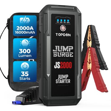 Бустерний пускач TOPDON JS3000 Powerbank 24000mAh 2500A для авто (бензин до 9л, дизель до 7л) з LED-ліхтарем та сумкою