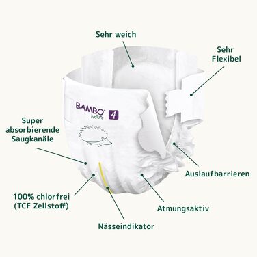 Дитячі підгузки Bambo Nature розмір 4 (7-14 кг), місячний запас 144 шт.