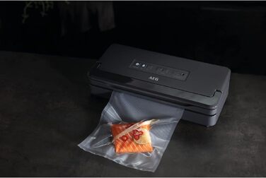 AEG A6-1-6AG Вакуумний пакувальник для продуктів: швидке, автоматичне вакуумування, подвійне запаювання, режим Pulse, сухий/вологий, BPA-free, сірий
