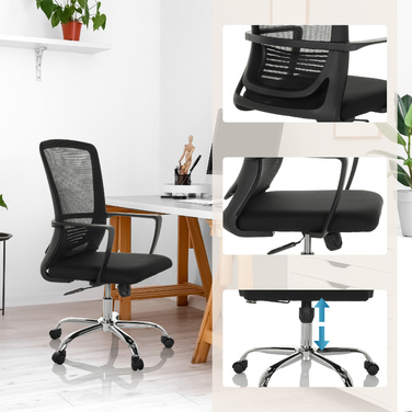 Офісне крісло / Поворотне крісло STAR-TEC S Net / Тканина Чорний HJH OFFICE