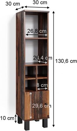 Висока шафа Vicco Fynn, дуб рустикальний, 30x130,6 см, з малою дверцятами