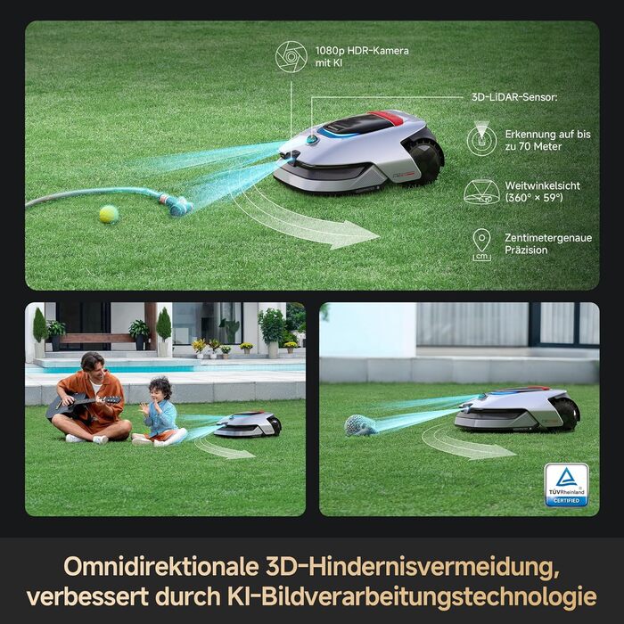 Робот-газонокосарка Dreame A1 Pro без дроту, LiDAR 360°, 2000 м², керування через додаток, OmniSense, розумне уникнення перешкод