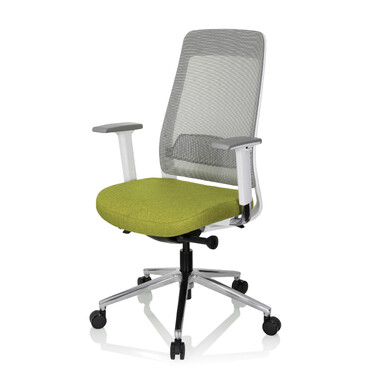 Офісне крісло / поворотне крісло CHIARO T2 WHITE сітка / тканина сіра / зелена hjh OFFICE