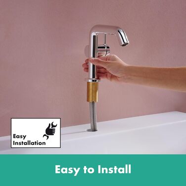 Змішувач для ванної кімнати Hansgrohe Tecturis S Fine з Push-Open та EcoSmart+ (економія води), витяжка 110 мм, хром