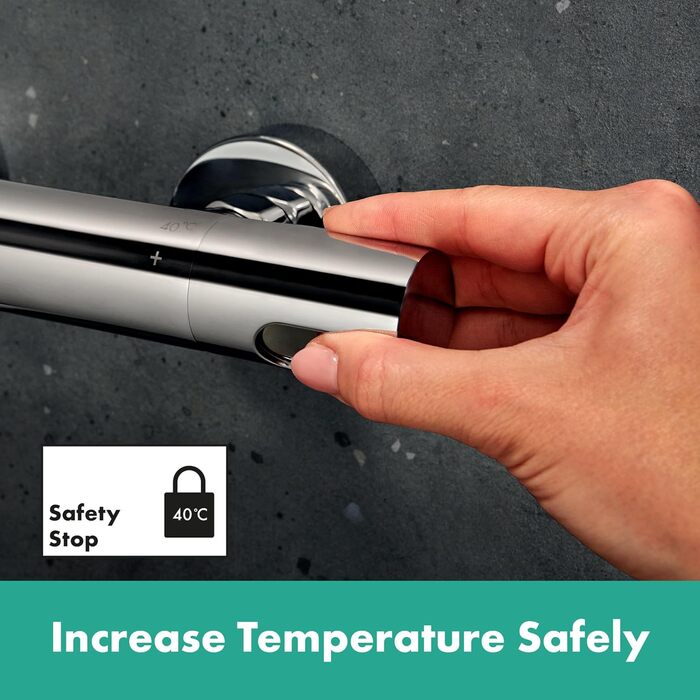 Змішувач для ванни Hansgrohe Ecostat Fine - термостат накладний, з терморегулятором та запобіжником від перегріву (SafetyStop) 40°C, для ванни, з підключенням для 2 споживачів, хром, 13325000