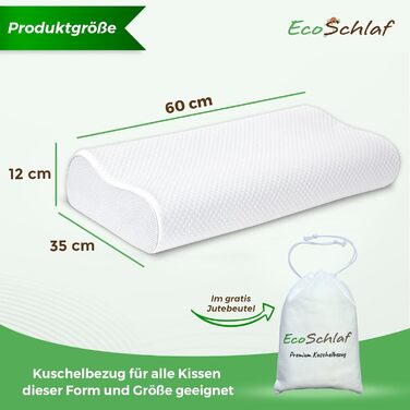 Ортопедична преміум подушка для шиї з ефектом пам'яті (Memory Foam) для сну на боці, ергономічна підтримка від хропіння та болю в шиї, біла, зі змінним чохлом
