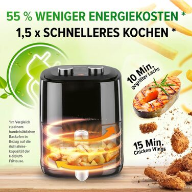 Аерофритюрниця GOURMETmaxx 3,1 л, потужність 1350 Вт, 6 функцій (включаючи розморожування та підігрів), таймер на 60 хвилин, енергоощадна безмасляна фритюрниця
