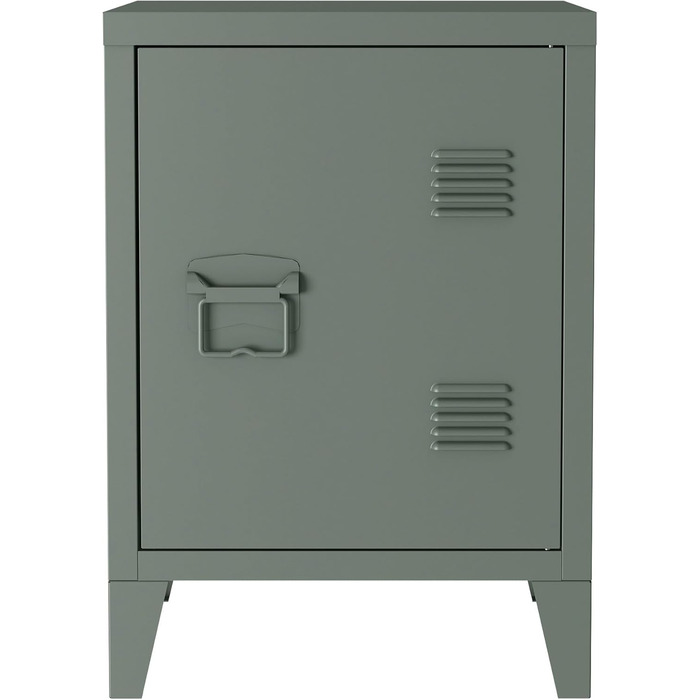 Тумба приліжкова [en.casa] Inari, темно-сіра, з лівою металевою ручкою, 57x40x30 см, для спальні чи офісу