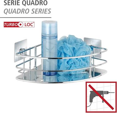 Кутова полиця WENKO Turbo-Loc з нержавіючої сталі Quadro, настінна, для ванної кімнати