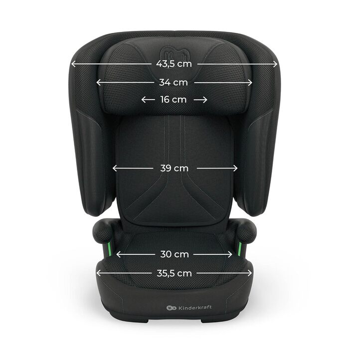 Автокрісло Kinderkraft UNITY 2 i-Size, 100-150 см, 3,5-12 років, регульована підголівник, AIR FLOW, 5 положень спинки, чорний