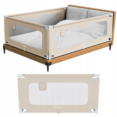 Захисна бічна стінка для ліжка TULANO, бежева, складна, 140x70 см