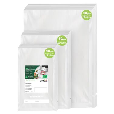 Пакети для вакууму Bonsenkitchen Profi VB3205 (150 шт., 15x25, 20x30, 28x40 см) - для харчових продуктів, Sous Vide, BPA-free