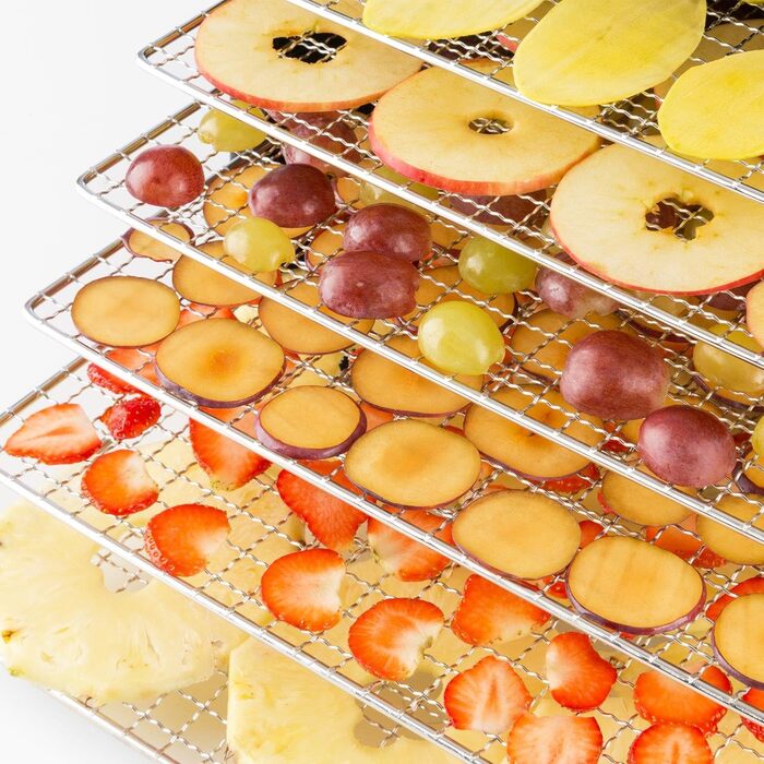 Сушарка для продуктів Klarstein Dörrautomat: 9 ярусів, 700 Вт, з нержавіючої сталі, сенсорне управління, чорний колір