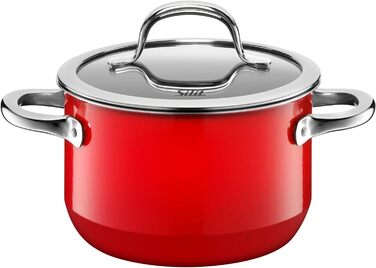 Набір каструль Silit Passion Red 4 предмети, силарганова кераміка, з жаровнею та скляними кришками, для індукції, червоний