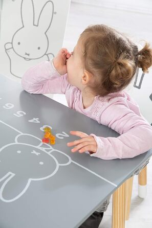 Дитячий ігровий стелаж roba miffy® з 5 сірими тканинними ящиками, білий дерев'яний органайзер з кроликом для іграшок у дитячу кімнату для хлопчиків і дівчаток